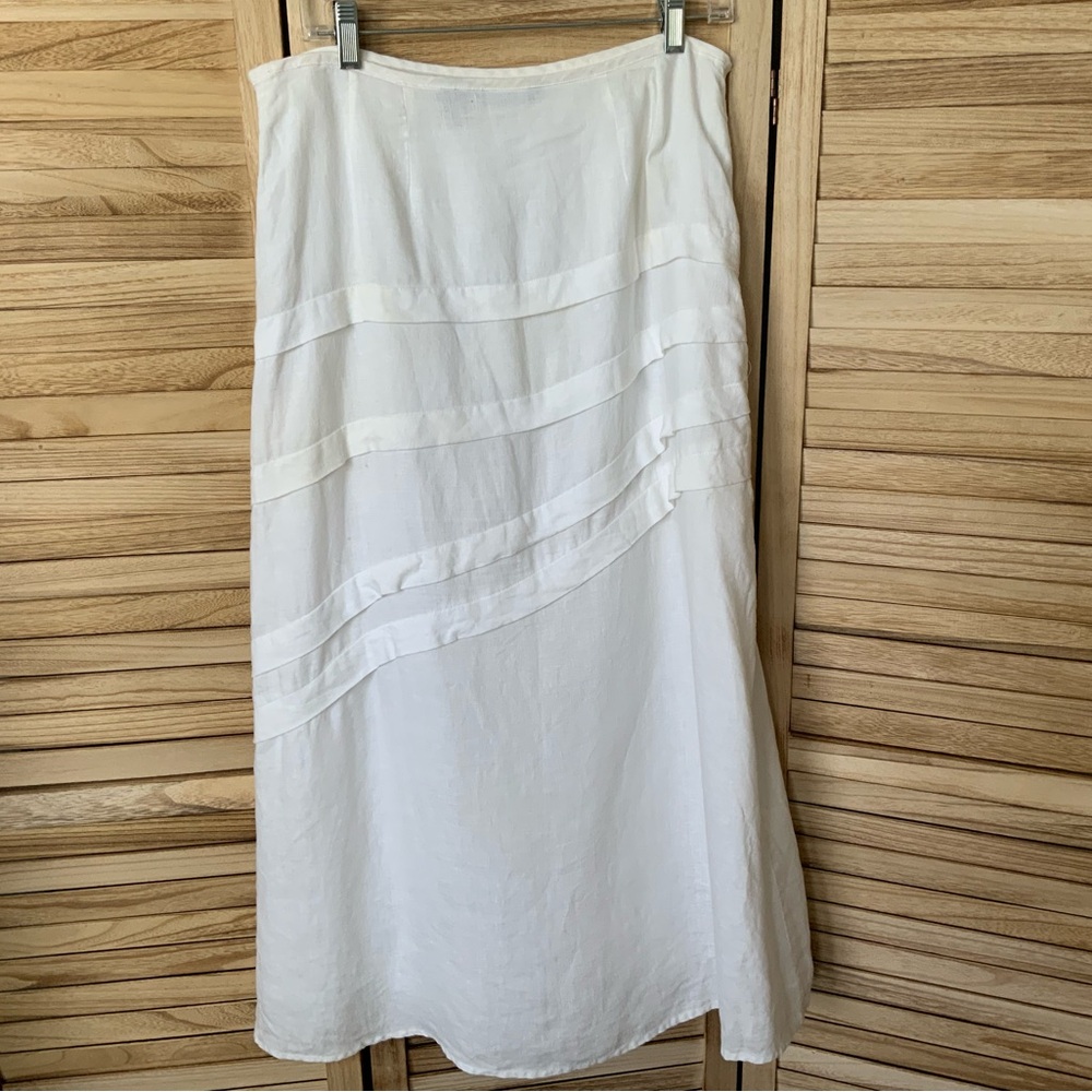Saint Tropez West White Lined Linen Skirt Size 10